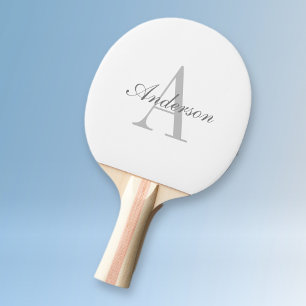 Elegantes Weiß- & Grau-Monogramm Tischtennis Schläger