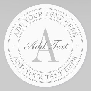 Elegantes Weiß & Gray Monogram wasserdicht Etiketten