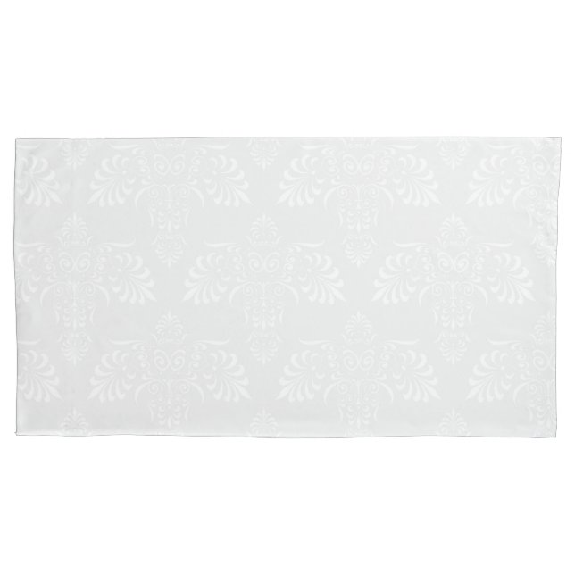 Elegantes Weiß im dunkelgrauen Damaskusmuster Kissenbezug (Vorderseite)