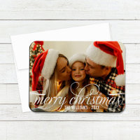 Elegantes Weiß Kalligrafie Frohe Weihnachten Name