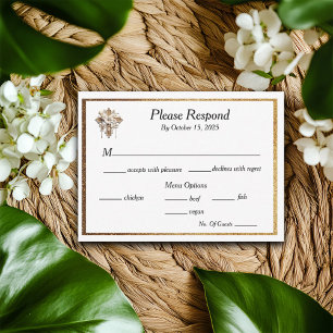 Elegantes Weiß mit Goldrausch RSVP Karte