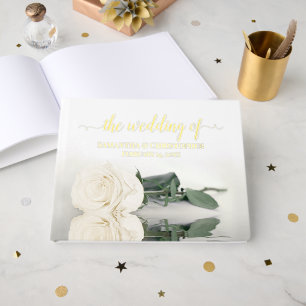 Elegantes Weiß- oder Elfenbeinmittel-Rose Gästebuch