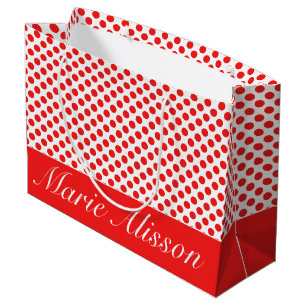 Elegantes Weiß & Roter Punkte Muster Benutzerdef Große Geschenktüte