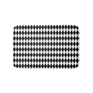 Elegantes Weiß Schwarz Harlekin Geometrische Rhomb Badematte