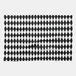 Elegantes Weiß Schwarz Harlekin Geometrische Rhomb Geschirrtuch