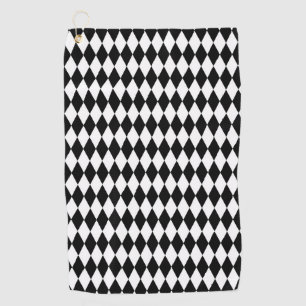 Elegantes Weiß Schwarz Harlekin Geometrische Rhomb Golfhandtuch