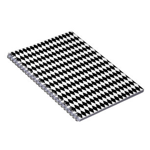 Elegantes Weiß Schwarz Harlekin Geometrische Rhomb Notizblock