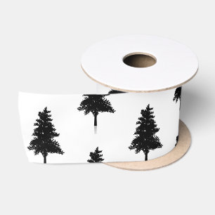Elegantes Weiß Schwarz Weihnachtsbaum Muster Satinband