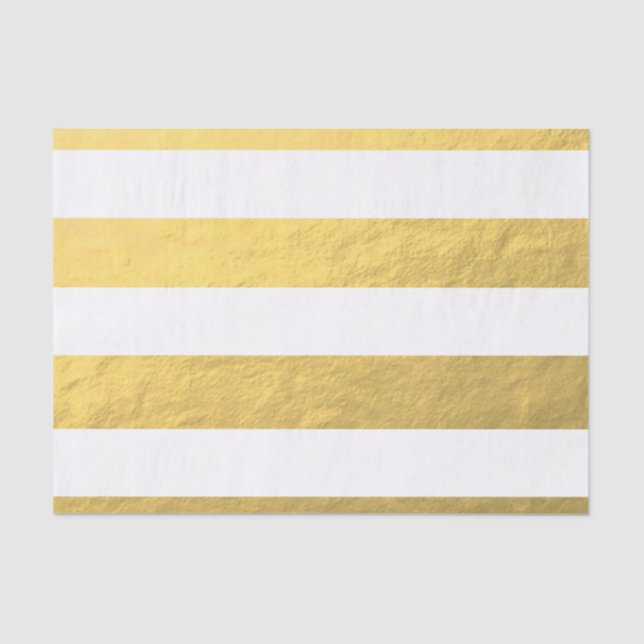 Elegantes Weiß Stripes die gedruckte Goldfolie Seidenpapier (Vorderseite)