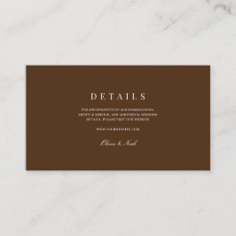Elegantes Weiß und Braun - Details zur Hochzeit Begleitkarte