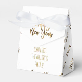 Elegantes Weiß und Gold Script glücklich Neues Jah Geschenkschachtel