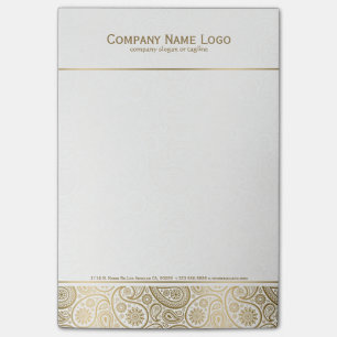 Elegantes Weiß- und Goldflorenpaisley 2 Post-it Klebezettel