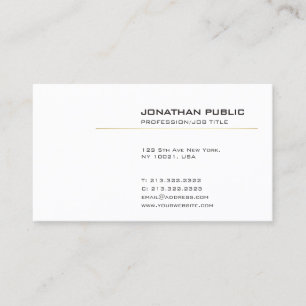 Elegantes Weiß-und Goldmodernes einfaches Visitenkarte