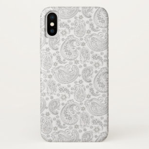 Elegantes Weiß- und Hellgrau-Vintage-Paisleymuster Case-Mate iPhone Hülle