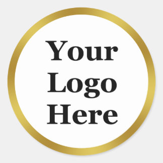 Elegantes Weiß und Imitate Gold Ihr Logo hier Runder Aufkleber
