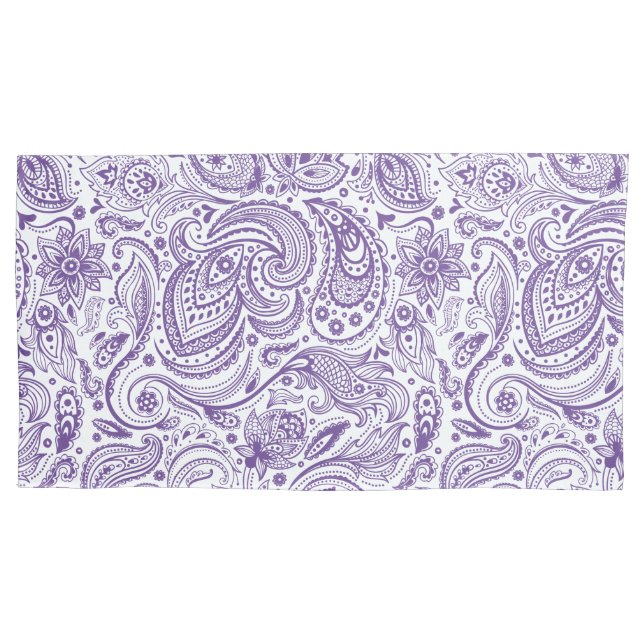Elegantes Weiß und Lila Floral Paisley Kissenbezug (Vorderseite)
