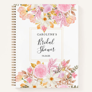 Elegantes Weiß und Rosa Aquarell-Blumenmuster  Notizbuch