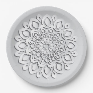 Elegantes Weißbuch Cut Mandala Pappteller