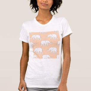 Elegantes Weißer-Elefant-Muster auf sanftem Pastel T-Shirt
