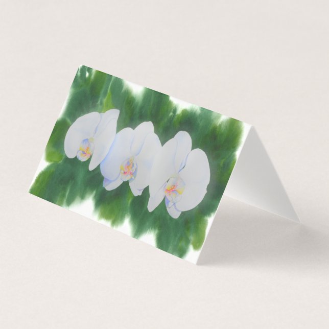 Elegantes, weißes Aquarell-Orchideenbild (Vorderseite)