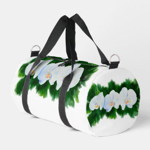 Elegantes, weißes Aquarell-Orchideenbild Duffle Bag