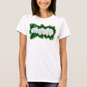 Elegantes, weißes Aquarell-Orchideenbild T-Shirt