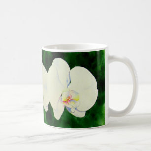 Elegantes, weißes Aquarell-Orchideenbild Tasse