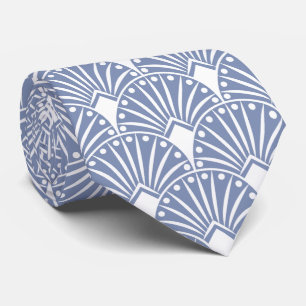 Elegantes weißes Art Deco auf hellblauem Hintergru Krawatte