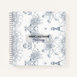 Elegantes weißes BG & blaue Blumenbenutzerdefinier Notizbuch