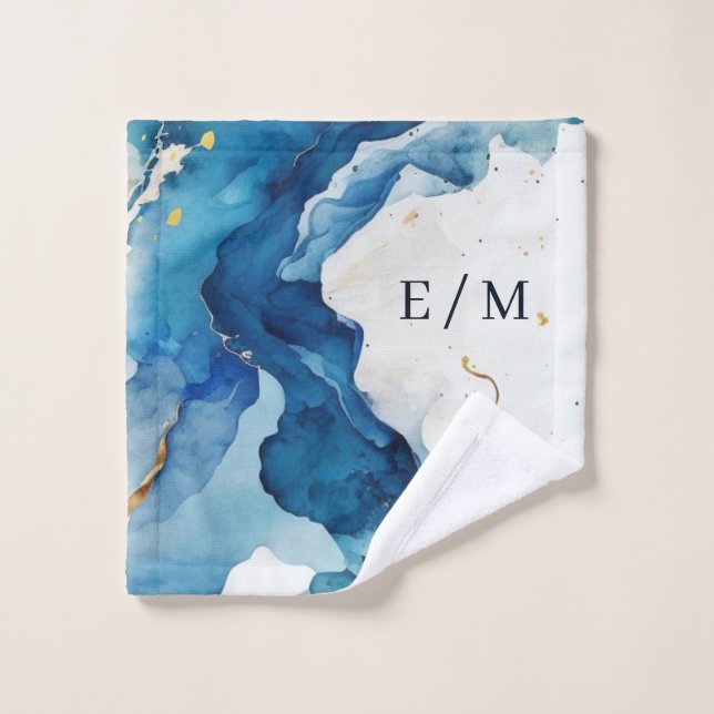 ELEGANTES WEISSES, BLAUE MEER BAD TOWEL SET (Waschlappen)