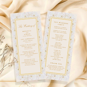 Elegantes weißes Blumen- Hochzeitsprogramm Elfenbe Programm