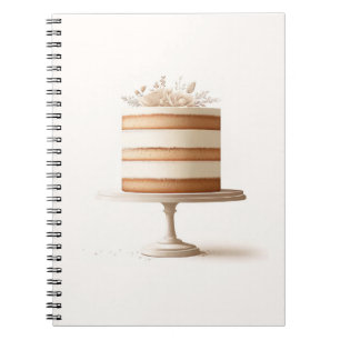 Elegantes weißes Blumen-Torte Hochzeits-Gästebuch  Notizblock