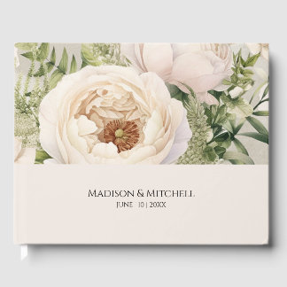 Elegantes weißes Blumenbouquet-Aquarell Gästebuch