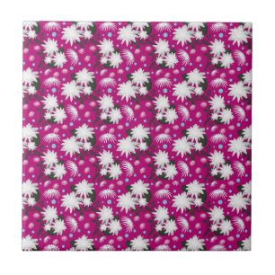 Elegantes weißes Blumenmuster Botanisches Design Fliese