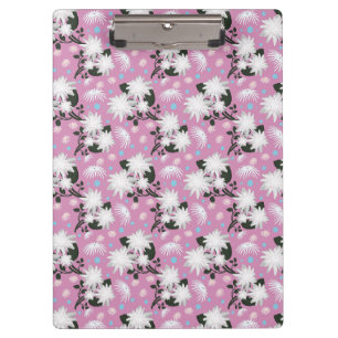 Elegantes weißes Blumenmuster Botanisches Design Klemmbrett