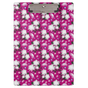 Elegantes weißes Blumenmuster Botanisches Design Klemmbrett