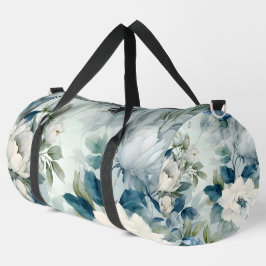 Elegantes, weißes Blumenmuster Duffle Bag