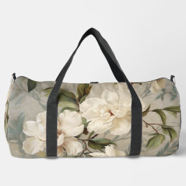 Elegantes, weißes Blumenmuster Duffle Bag