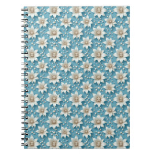 Elegantes weißes Blumenmuster mit Perlen Notizblock