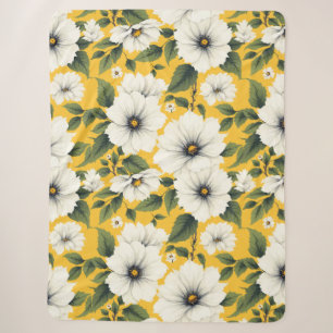 Elegantes Weißes Blumenmuster Sherpadecke
