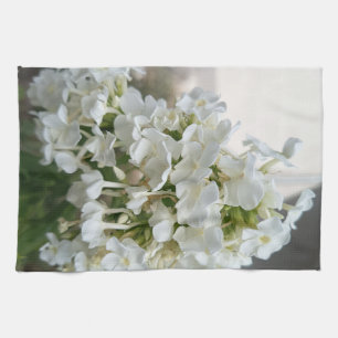 Elegantes weißes Blüten-Blumen-Küchentuch Geschirrtuch