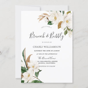Elegantes Weißes Brautparty Brunch & Bubbly Einladung