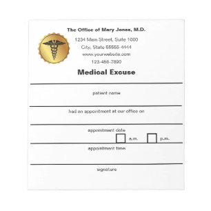 Elegantes weißes Caduceus Medizin Emblem Notizblock