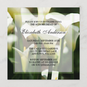 Elegantes weißes Calla-Lilien-80. Einladung