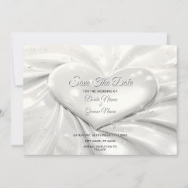Elegantes Weißes Cream Herz Save the Date