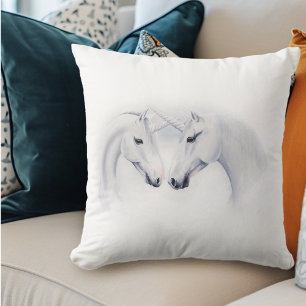 Elegantes weißes Einhorn-Paar Fantasy Romantisch  Kissen