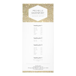 ELEGANTES WEISSES EMBLEM AUF GOLD GLITZER Rack Car Werbekarte