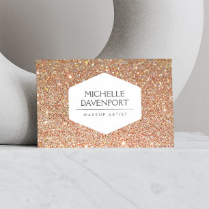 ELEGANTES WEISSES EMBLEM AUF KUPPER-GLITZER VISITENKARTE