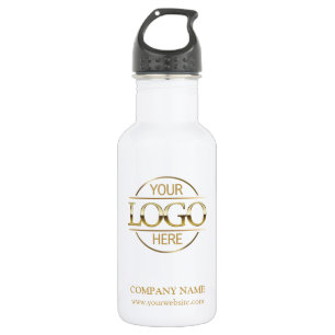 Elegantes weißes Firmenlogo für Unternehmen Edelstahlflasche