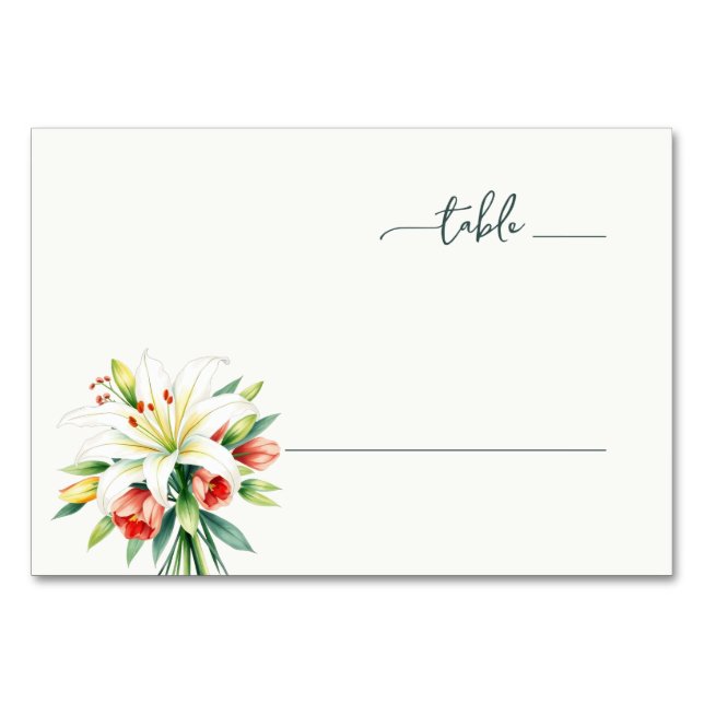 Elegantes Weißes Floral Tischnummer (Vorderseite)